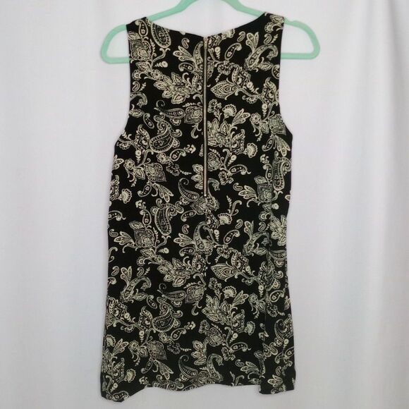 Forever 21 Paisley Sleeveless Mini Shift Tank Dress Lined Black/Tan Flowy Med - Picture 3 of 10